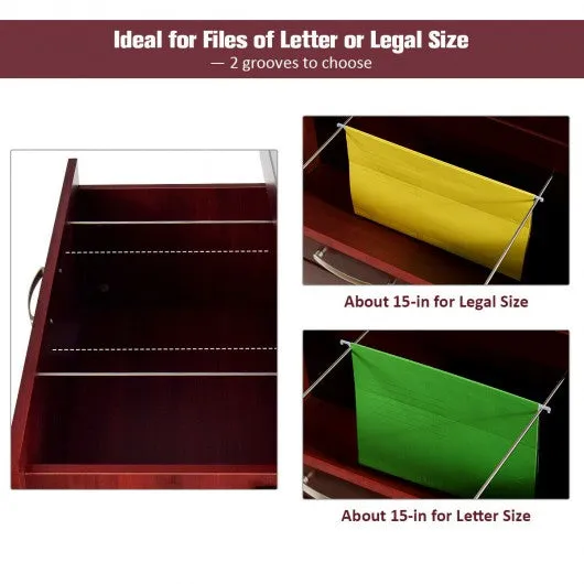 2-Drawer Lateral File Cabinet w/ Adjustable Pole-Brown