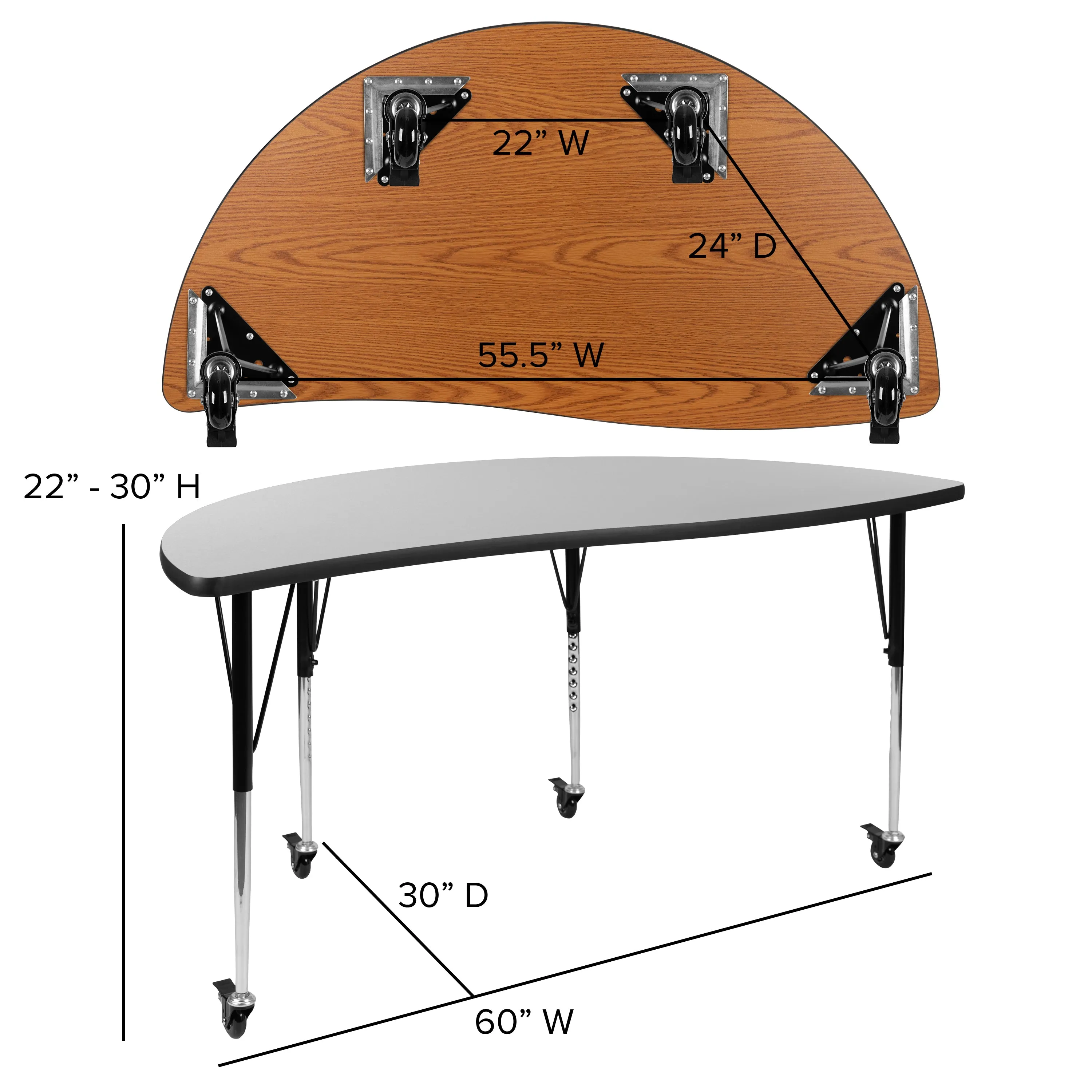60" Circle Wave Grey Table Set XU-GRP-18CH-A60-HCIRC-GY-T-A-CAS-GG