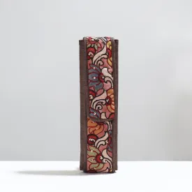 Brown - Handpainted Kalamkari Natural Dyed Ghicha Silk Earrings Pouch 19