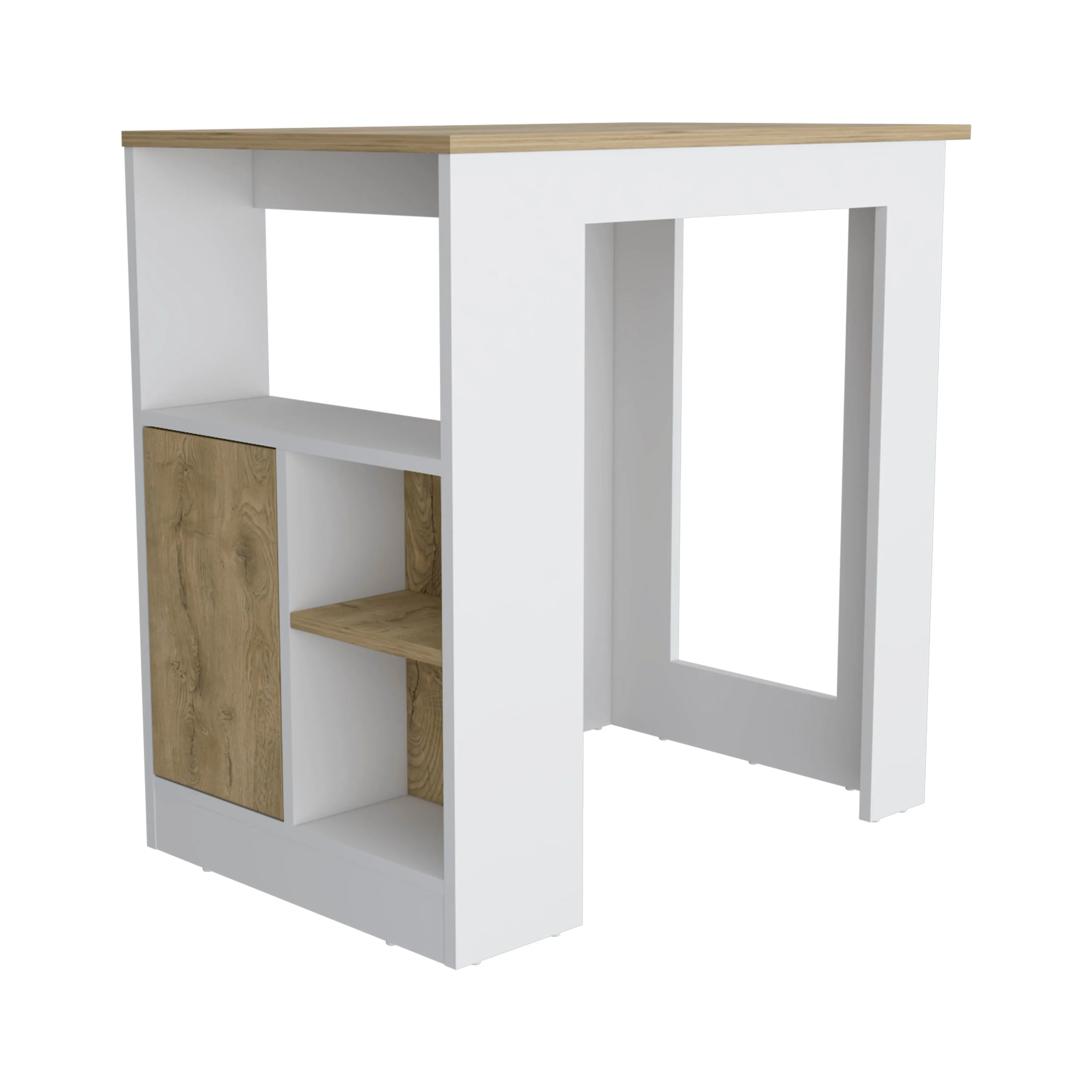Couch.com Kitchen Island Three Open Side Storage Shelves And One Push-To-Open Cabinet White / Macadamia, Durable Design, Modern Style, Wood Construction, White Finish by Couch.com