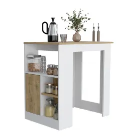 Couch.com Kitchen Island Three Open Side Storage Shelves And One Push-To-Open Cabinet White / Macadamia, Durable Design, Modern Style, Wood Construction, White Finish by Couch.com