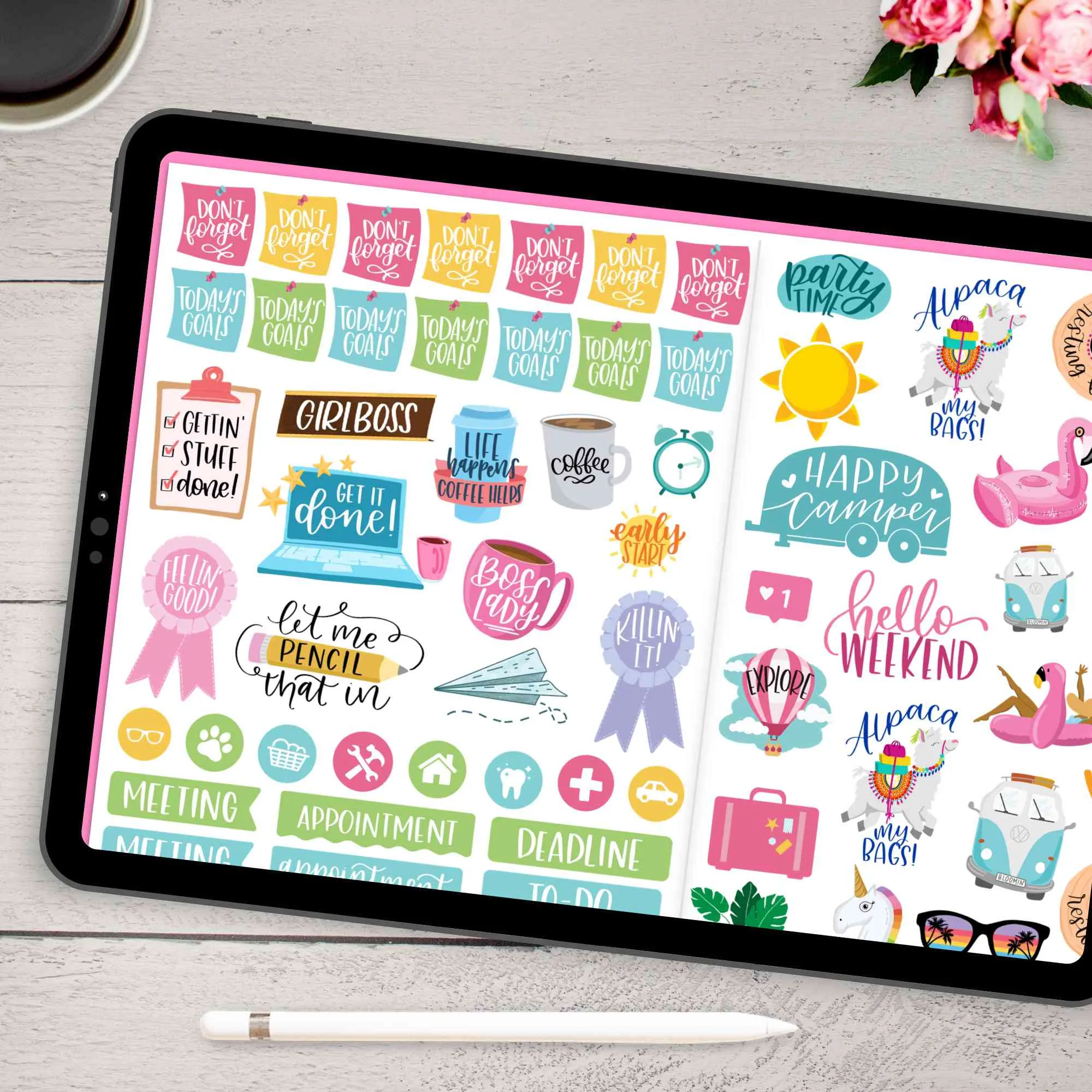 Digital Sticker Pack, Productivity Stickers