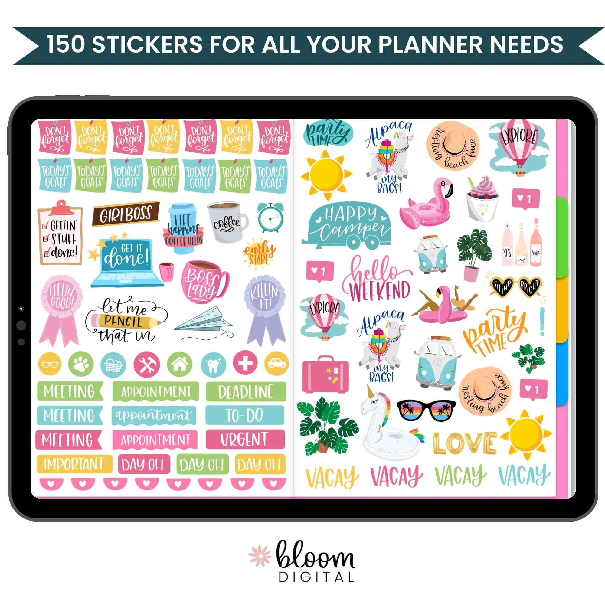 Digital Sticker Pack, Productivity Stickers