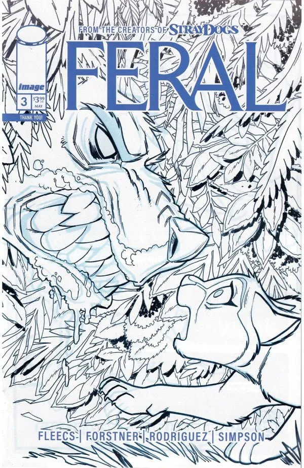 Feral #3 Cover One Per Store Black & White Trish Forstner & Tony Fleecs Variant