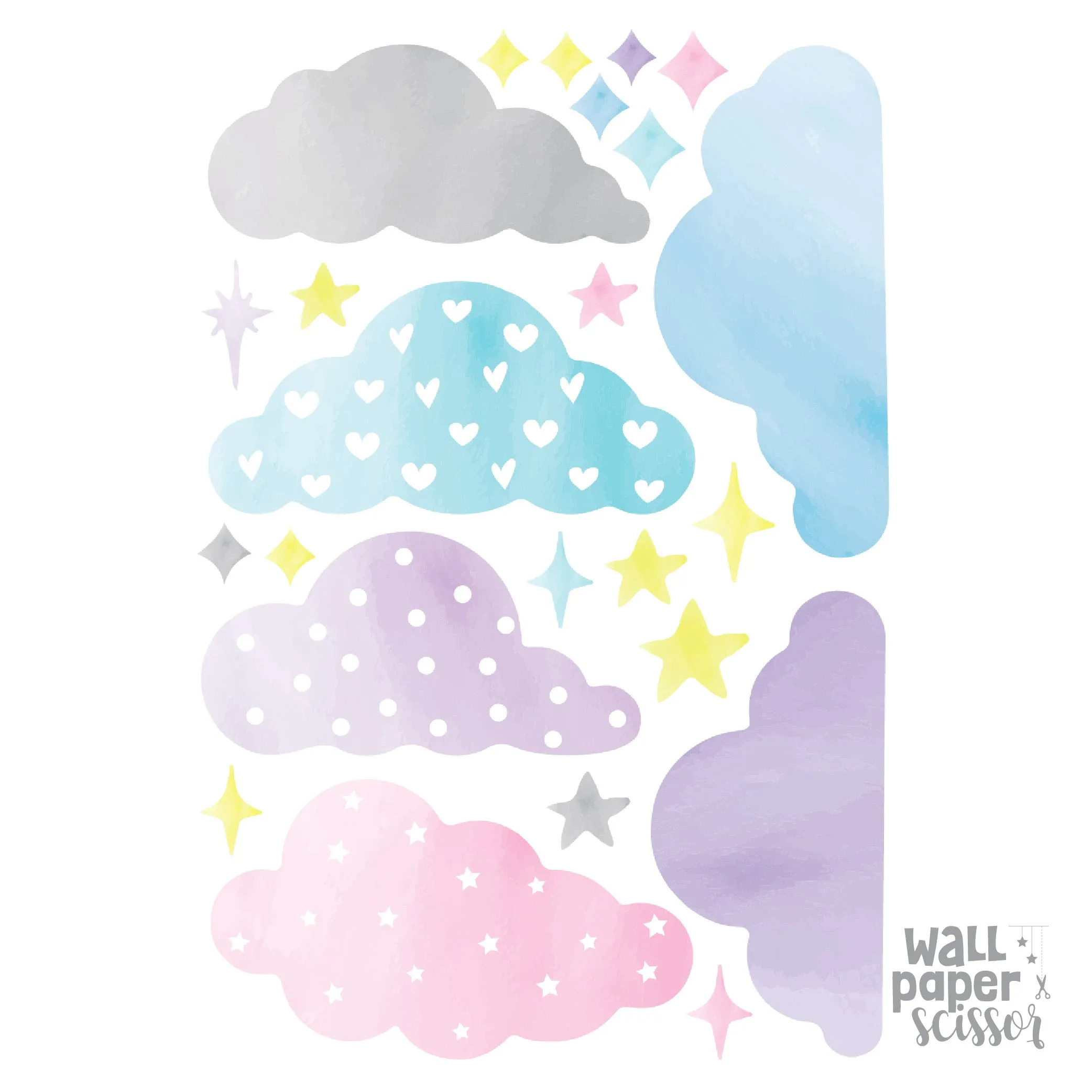 Pink Watercolour Cloud Wall Stickers