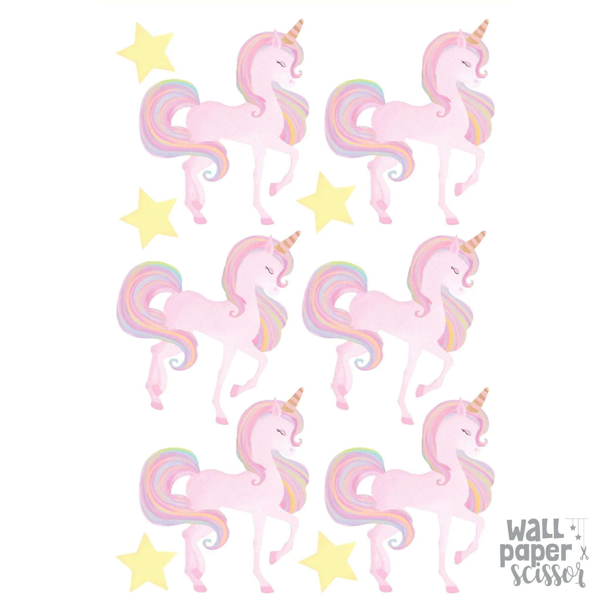 Watercolour Unicorn & Rainbow Wall Stickers