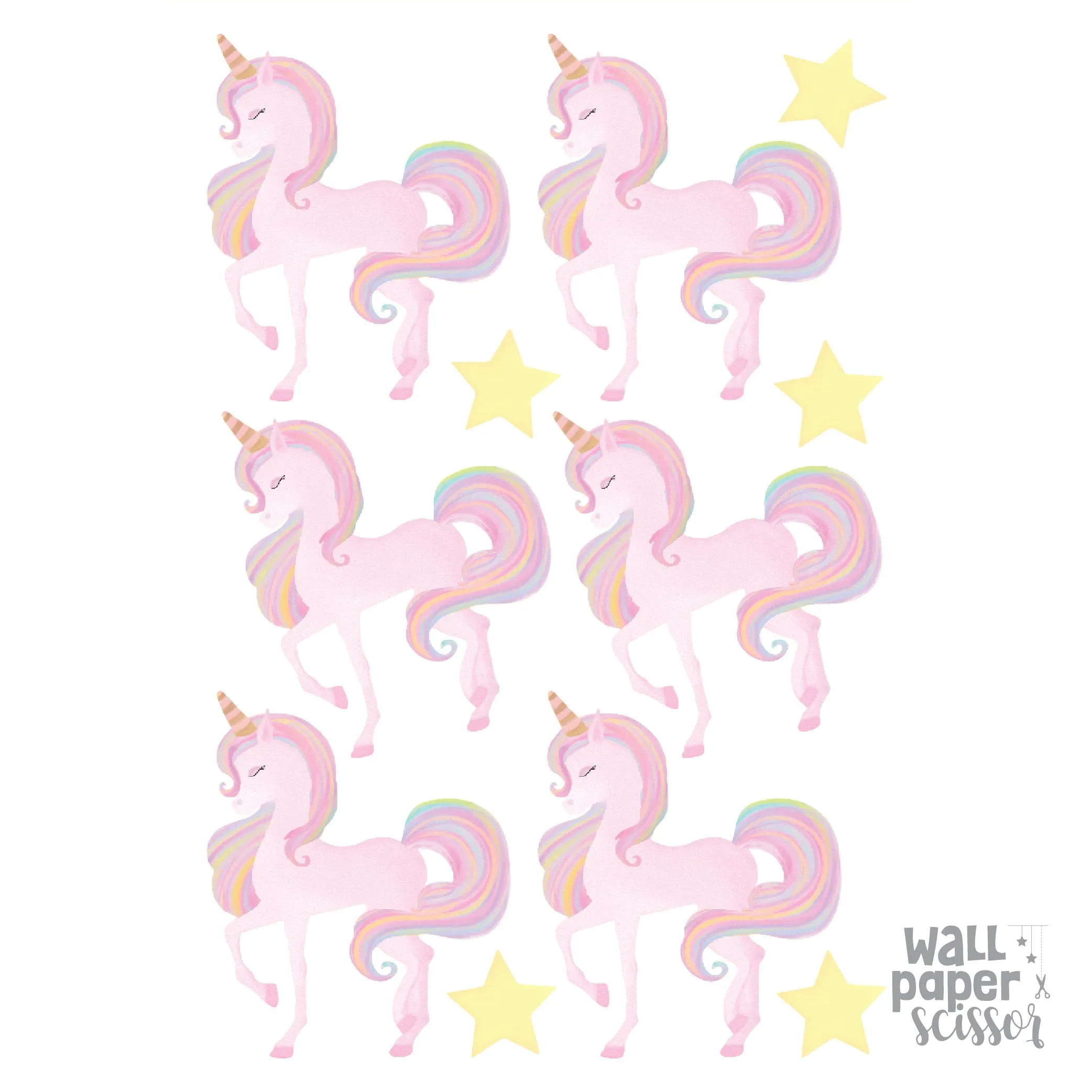 Watercolour Unicorn & Rainbow Wall Stickers