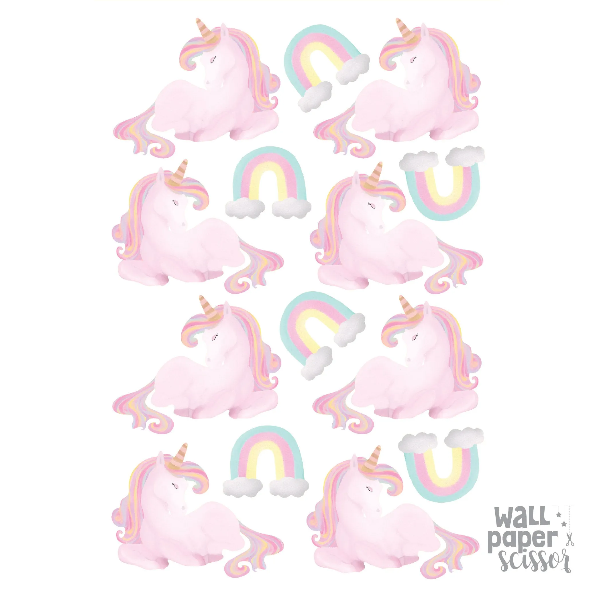 Watercolour Unicorn & Rainbow Wall Stickers